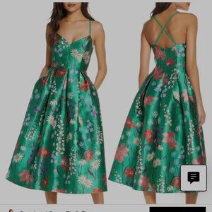 Eliza J Green Floral Midi Dress
